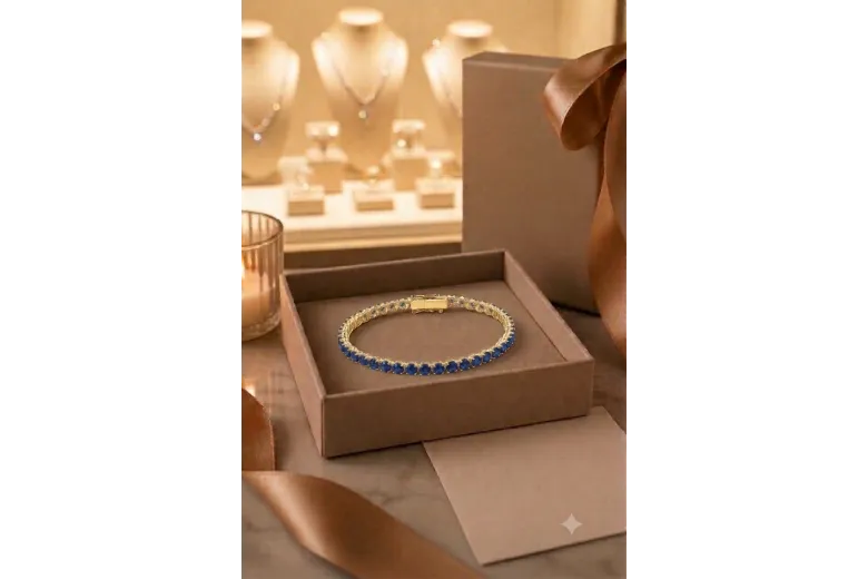 Geltona 14k aukso sapphire akmenų teniso apyrankės tbc002y