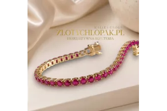 Yellow 14k gold ruby stones tennis bracelet tbc002y