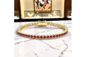 Galben 14k aur de aur Ruby pietre de tenis brățară tbc002y