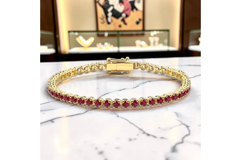 Yellow 14k gold ruby stones tennis bracelet tbc002y