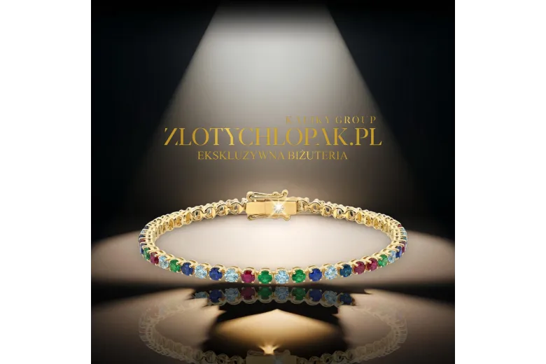 Pulsera de tenis de padrinas de oro de 14k amarillo 14k Pulsera TBC002Y