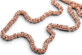 Roz roz 14k aur bizantin solid bărbat femei lanț cc009r stil vintage