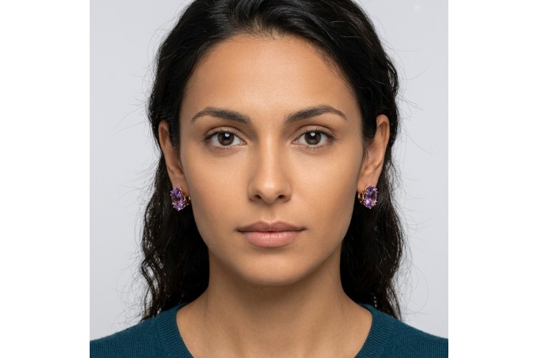 Lira sterlină de argint 925 Rubin Cercei Vintage vec021s