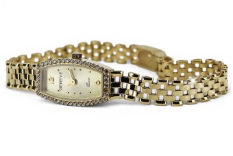 kopia Prześliczny 14K 585 złoty damski zegarek Geneve lw135y