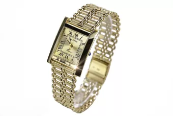Италиански жълт 14k 585 златен мъжки часовник Geneve mw009y&mbw011y