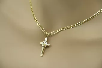 Croix dorée avec chaîne ★ zlotychlopak.pl Tentative d’or ★ 585 333 Prix bas!