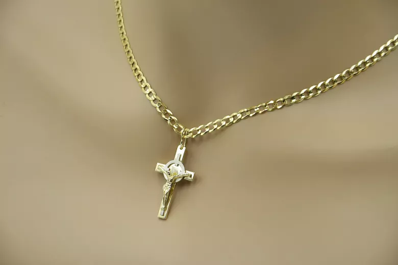 Złoty krzyż z łańcuszkiem ★ złotychlopak.pl ★ Złota próba 585 333 Niska cena!