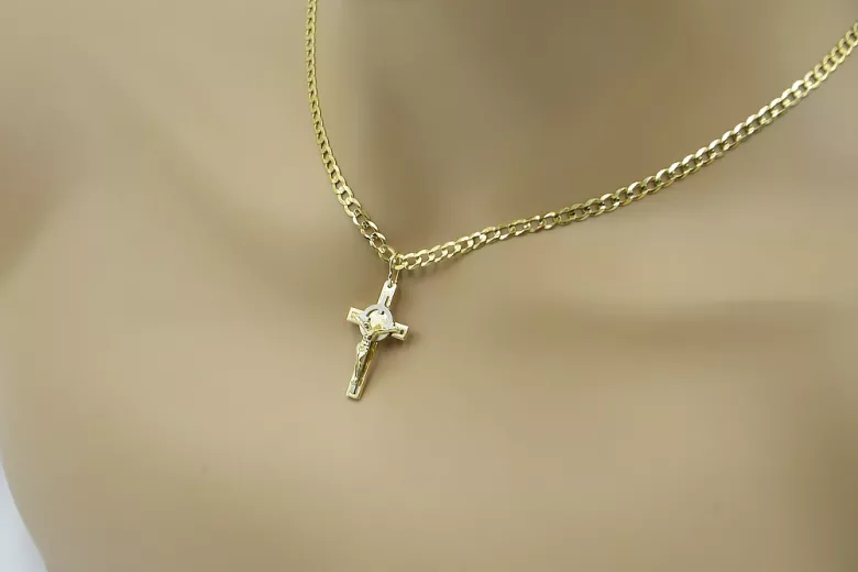 Złoty krzyż z łańcuszkiem ★ złotychlopak.pl ★ Złota próba 585 333 Niska cena!