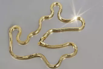 Italienische gelbe 14-Karat-Gold-585-Fuchsschwanz-Schlangen-Tondo-Kette cc020y