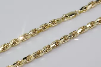 итальянский желтый 14k 585 золото Corda Веревочная цепочка cc038y