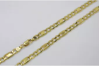 Italian yellow 14k gold hollow Figaro chain cc060y