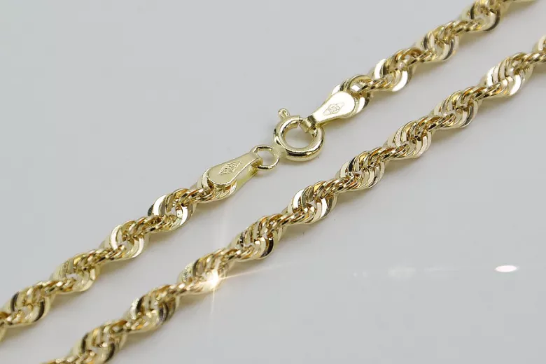 Italian galben 14k aur New Rope diamant tăiat brățară CB087