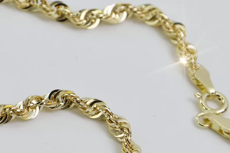 Италианско жълто 14k злато Ново въже диамант нарязани гривна cb087