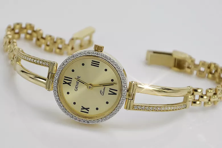 Итальянское желтое золото женские часы Geneve lw075y