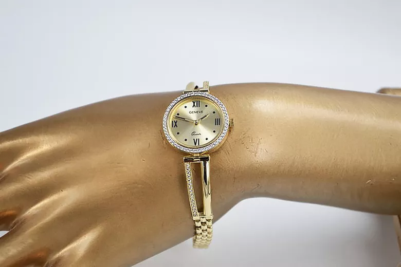 Италиански жълто злато дама часовник Geneve lw075y