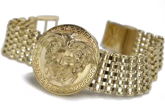 Italienisches gelbes Armband aus 14 Karat Gold mit griechischem Thema cpn022y&mbw004y