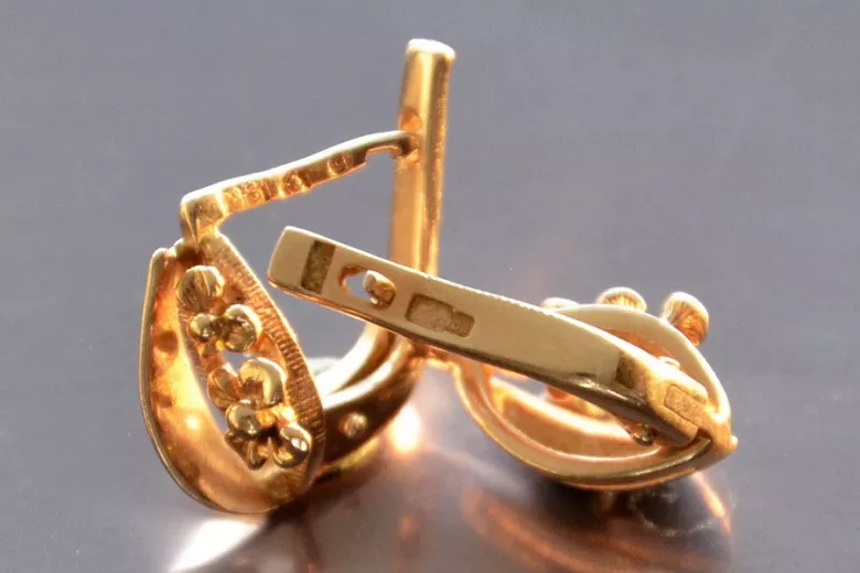 Russian rose Soviet gold earrings vens287