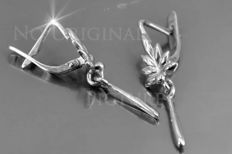 Russian rose Soviet gold earrings vens289