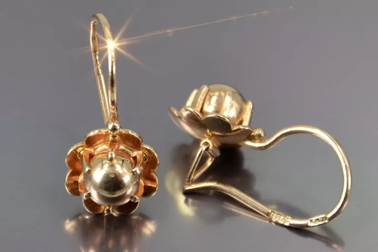 Russian rose Soviet gold earrings vens292