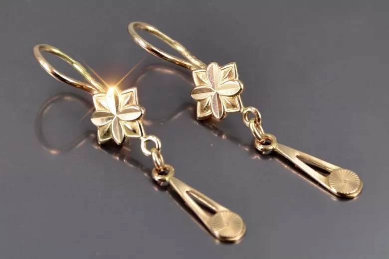 Russian rose Soviet gold earrings vens304