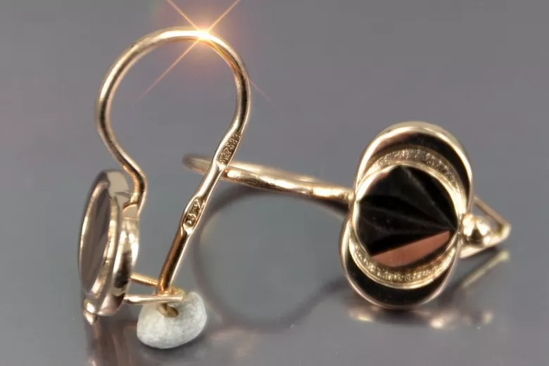 Russian rose Soviet gold earrings vens306