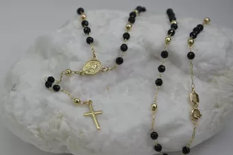 Italiană 14k 585 lanț rozariu de aur cu pietre onix rcc005y