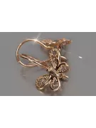 Vintage rose pink 14k 585 gold  butterfly earrings ven173