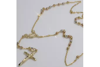 Italienische Rosenkranzkette aus 14 Karat Gelb-Weißgold rcc011y