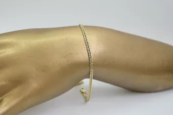 Rosa rusa Pulsera maciza Spiga de oro amarillo italiano cb036