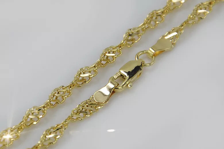 Руска роза (италианско жълто) злато Ново въже Сингапур диамант нарязана гривна куха cb076