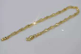 Italian yellow 14k gold New Rope Singapore diamond cut bracelet hollow cb076y
