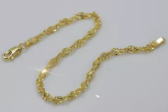 Italian yellow 14k gold New Rope Singapore diamond cut bracelet hollow cb076y