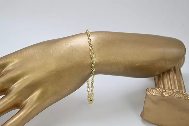 Złota bransoletka włoska 14k Lina Singapur diamentowana Nowy model cb076y