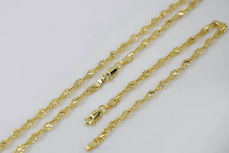 Rosa rusa (amarillo italiano) oro New Rope Pulsera de corte diamante de Singapur hueca cb076