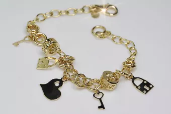 Italian yellow Vintage rose gold charms bracelet cb113