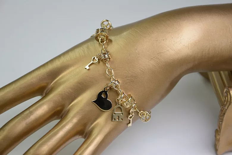 Italian yellow Vintage rose gold charms bracelet cb113