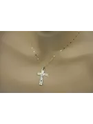 Italienisches katholisches Jesuskreuz aus 14 Karat Gold in Gelb-Weiß ctc003yw