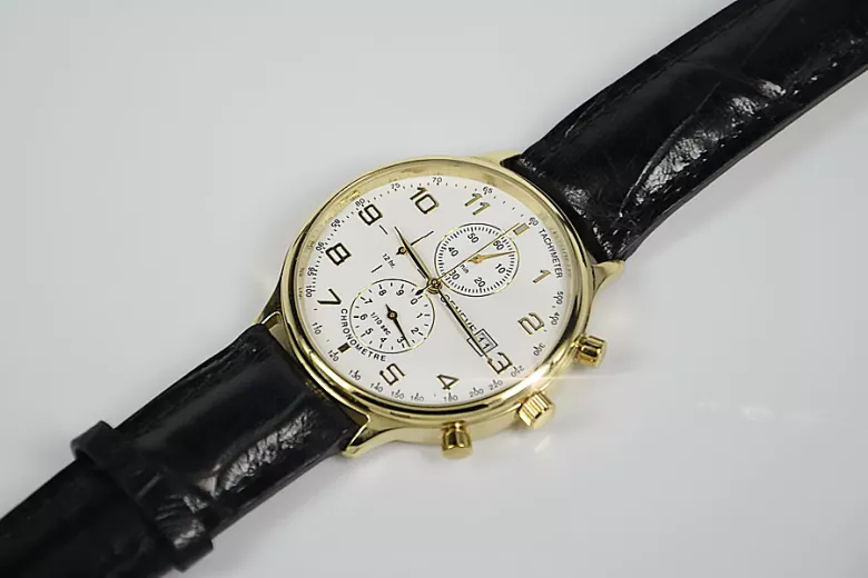 Жовтий 14k 585 Золотий Чоловічий годинник Женевський MW005Y