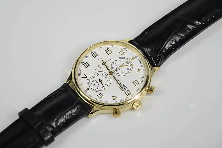 Жълт 14k 585 златен мъжки часовник Geneve mw005y