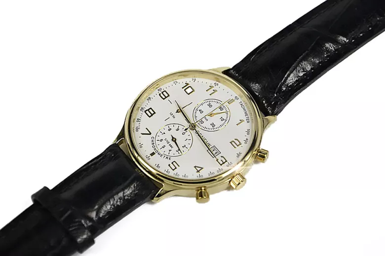 Жълт 14k 585 златен мъжки часовник Geneve mw005y