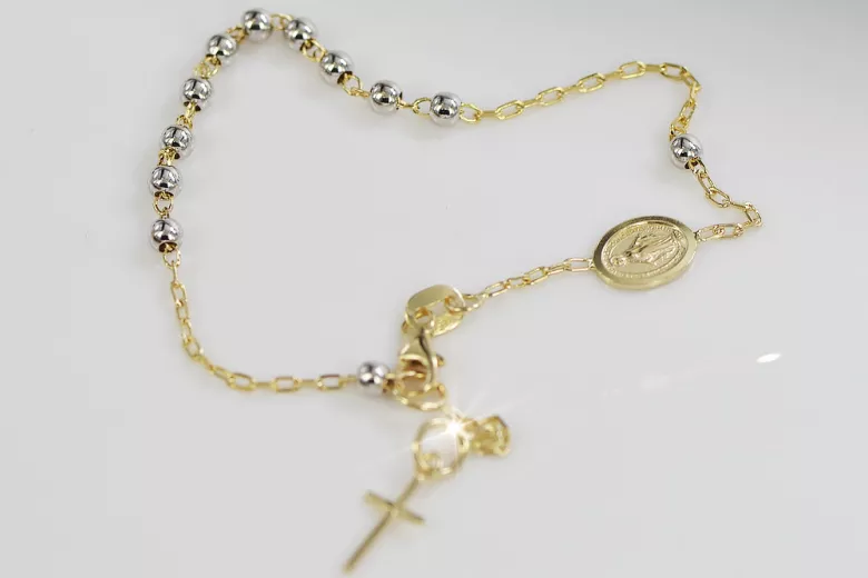 Італійська 14k gold rosary 3 колір "Dolce Gab" браслет rbc002ywr