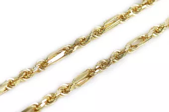 Italienische Corda-Figaro-Kette aus 14 Karat Gelbgold cc082y