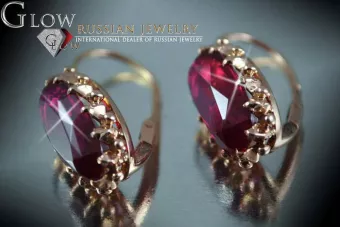Boucles d’oreilles en or rose soviétique russe 14k 585 vec041 alexandrite rubis émeraude saphir ...
