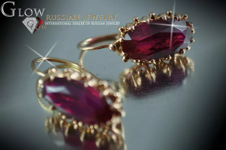 Russische Sowjetische Rose Pink 14k 585 Gold Ohrringe vec041 Alexandrit Rubin Smaragd Saphir ...