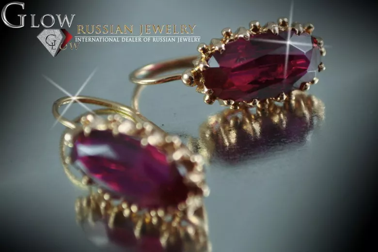 Vintage kolczyki z 14k 585 różowego złota vec041 aleksandryt rubin szmaragd szafir ...