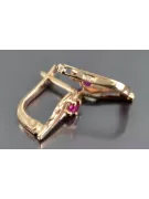 Vintage rose pink 14k 585 gold earrings vec042 alexandrite ruby emerald sapphire ...