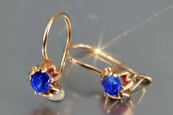 Vintage rose pink 14k 585 gold earrings vec053 alexandrite ruby emerald sapphire ...