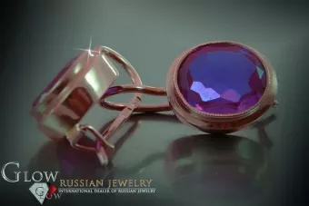 Ruso soviético rosa rosa 14k 585 pendientes de oro vec054 alejandrita rubí esmeralda zafiro ...