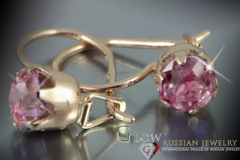 Ruso soviético rosa rosa 14k 585 pendientes de oro vec056 alejandrita rubí esmeralda zafiro ...