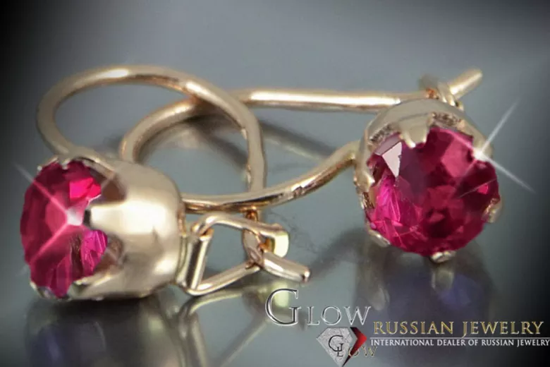 Руски съветски розово розово 14k 585 златни обеци vec056 александрит рубин изумруден сапфир ...